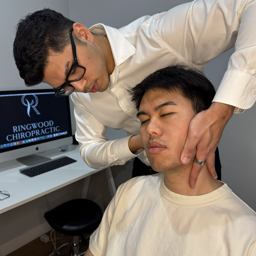 Gonstead chiropractor in Ringwood assessing spinal alignment before making an adjustment.